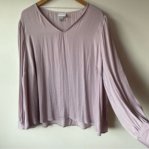 Ava & viv light purple lavender flowy silky long sleeve blouse 2x plus size - Picture 6 of 7